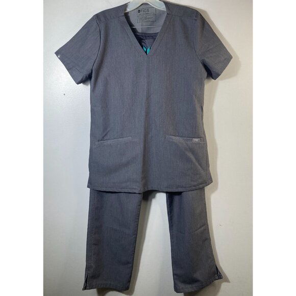 Womens Figs Casma Kade Scrub Set Graphite Gray S Polyester Rayon Spandex #1 - Picture 1 of 12